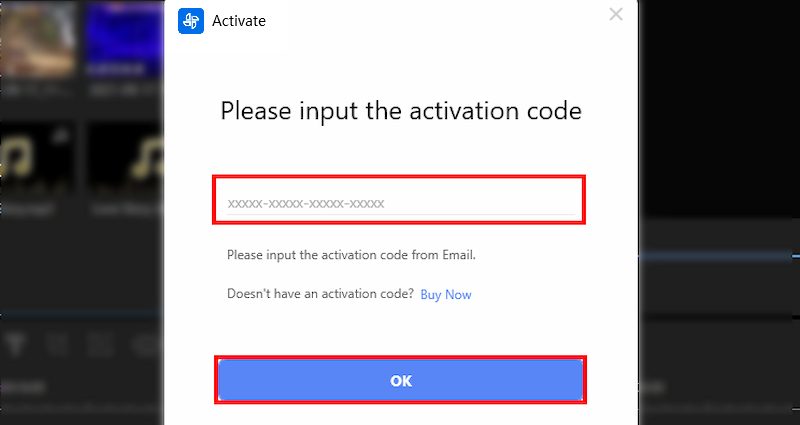 input activation code