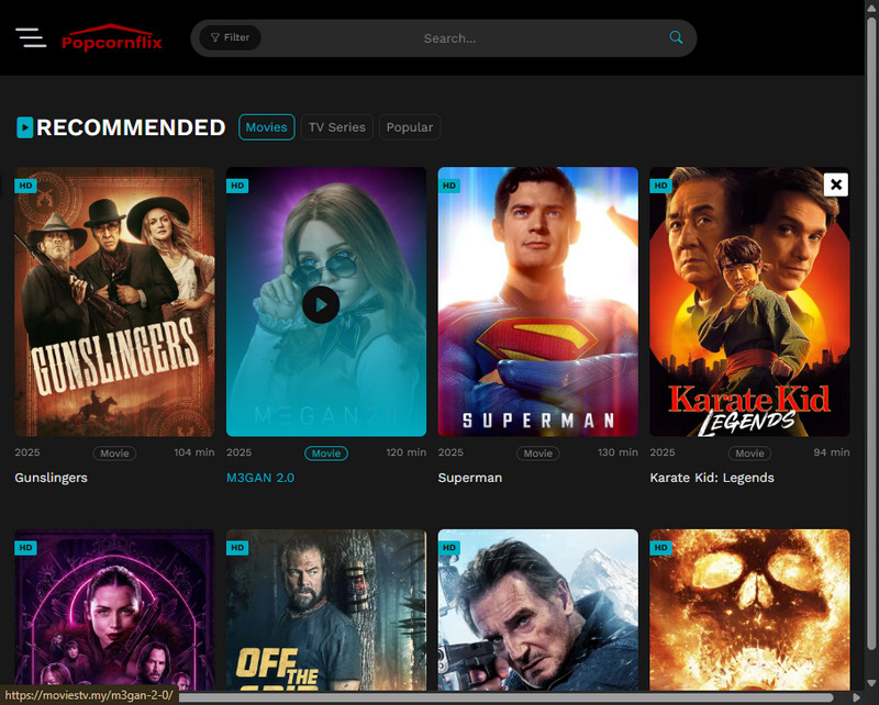 popcornflix interface