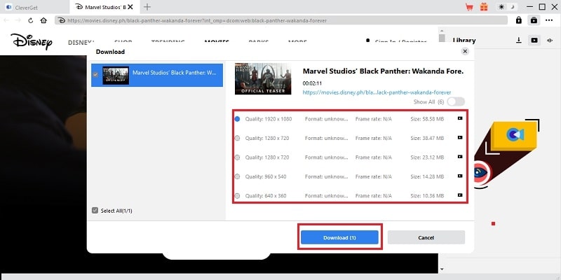 download movies using cleverget