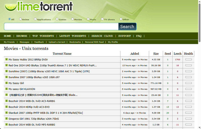 limetorrent interface