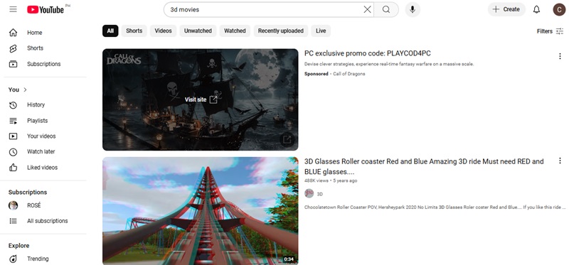 youtube interface