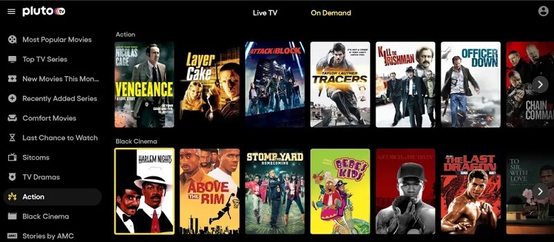 pluto tv homepage