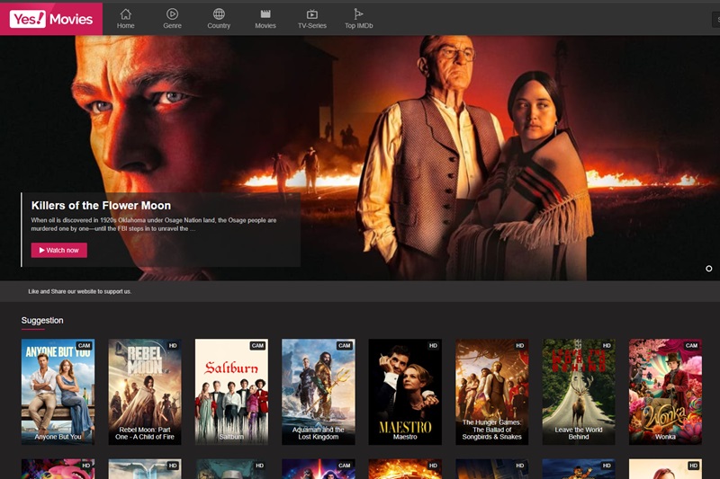 yesmovies homepage