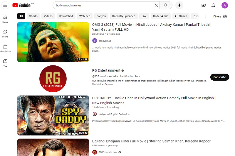 youtube interface