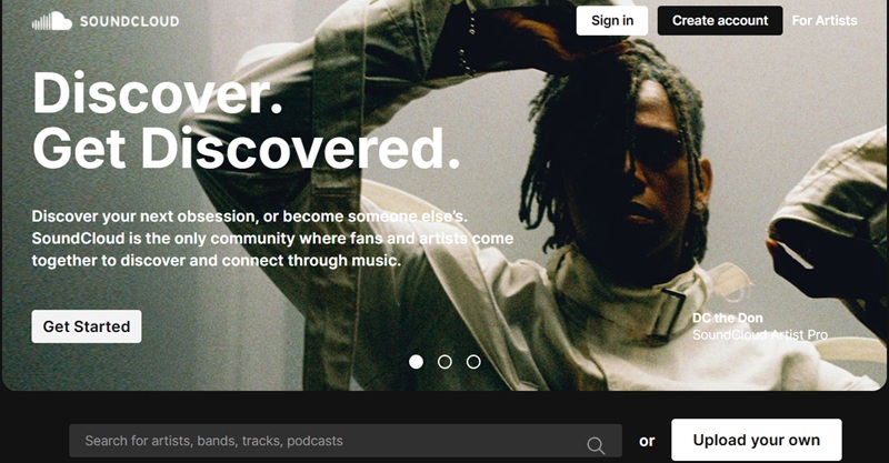 soundcloud homepage