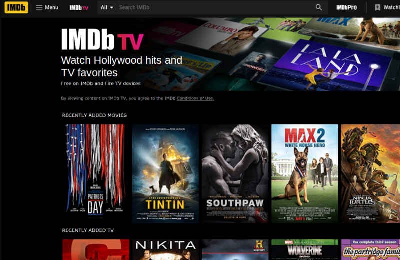 imdb tv homepage