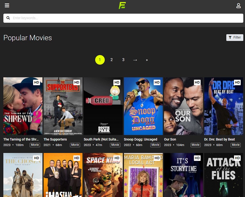 f2movies interface