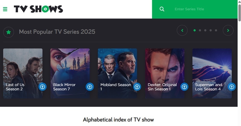 tvshows interface