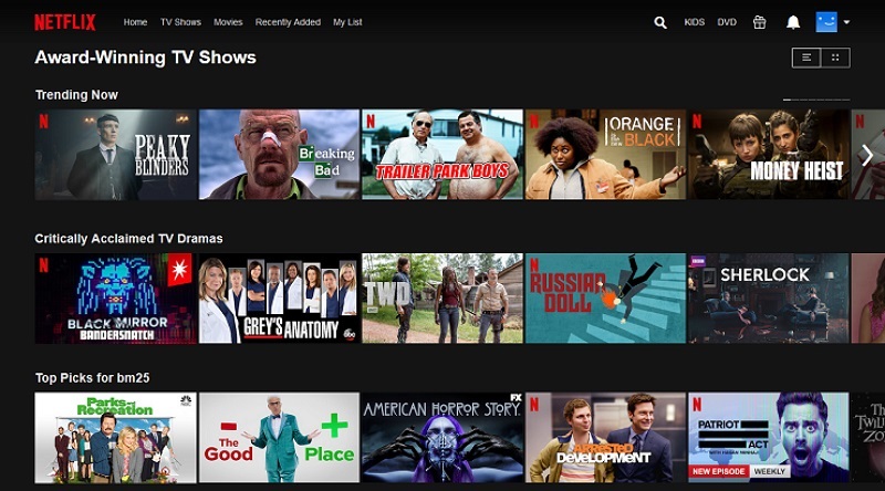 netflix homepage