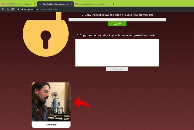 start to download private video