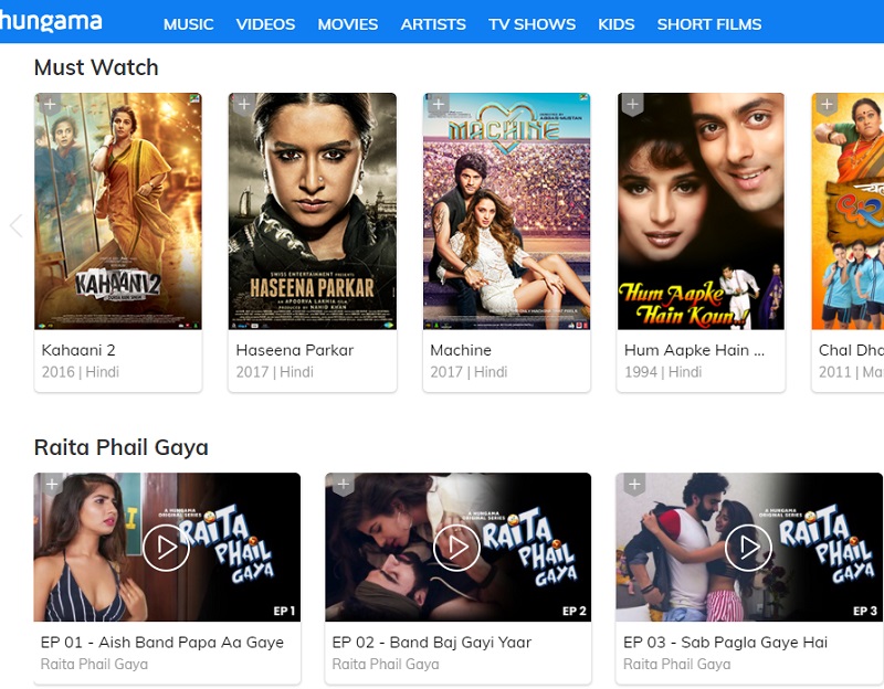 hungama main interface