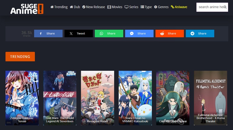 anime suge homepage