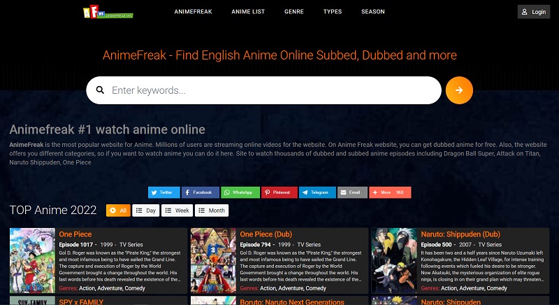 anime freak interface