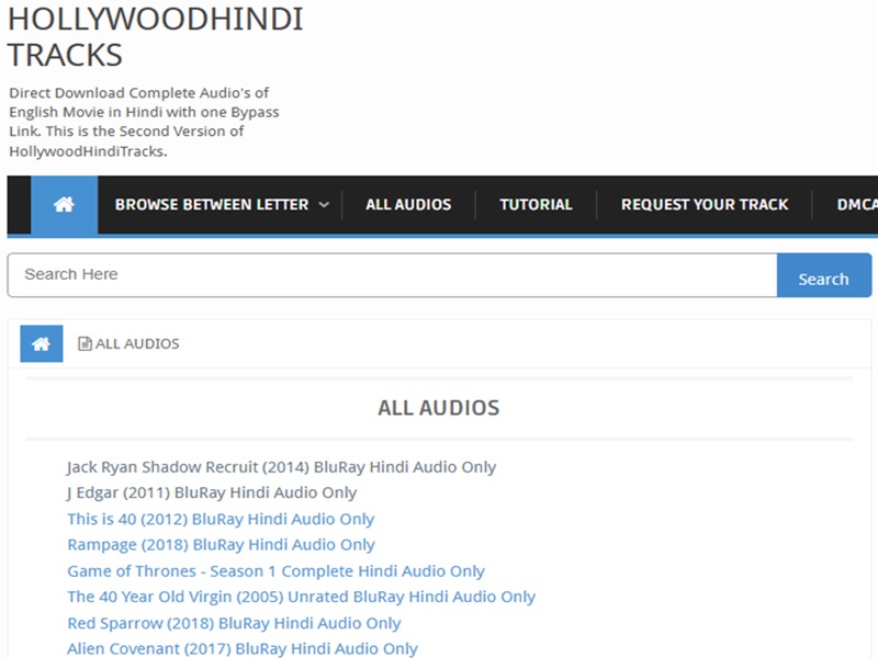 hollywoodhinditracks interface