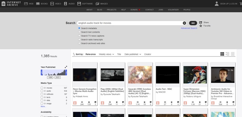 internet archive interface