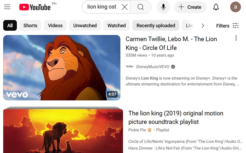 youtube interface