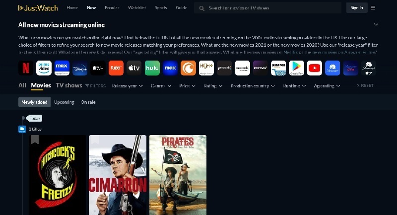 justwatch interface