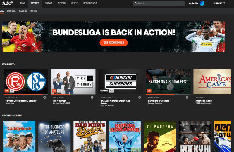 fubo tv interface