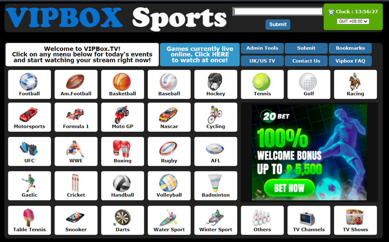 vipbox sports interface