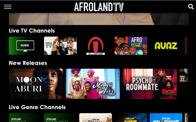 afroland tv site