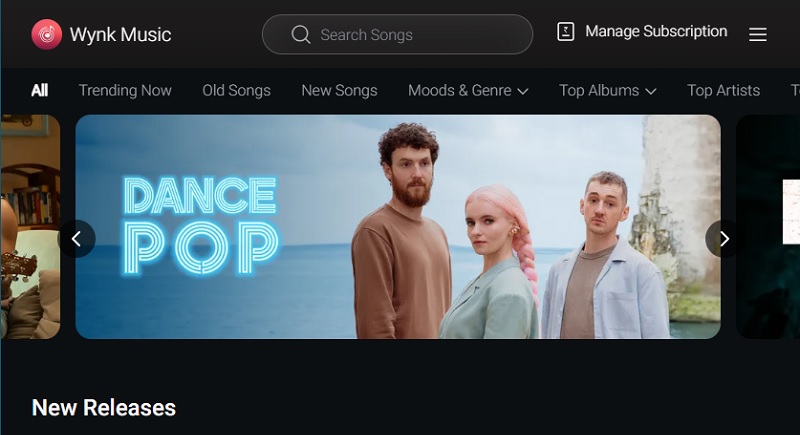 wynk music interface