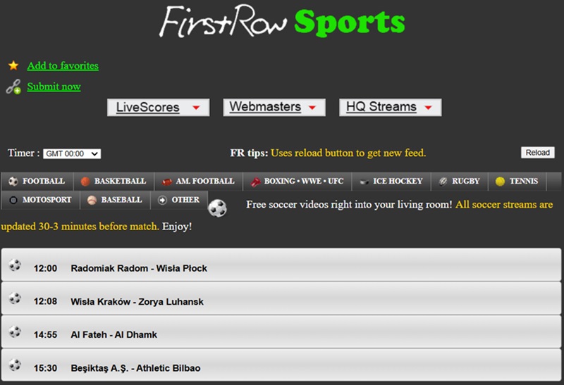 firstrow sports homepage