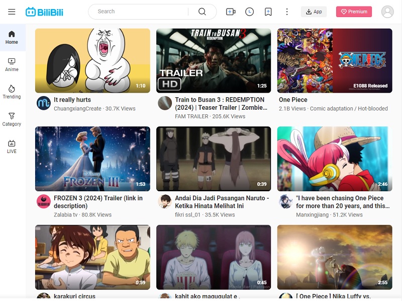 bilibili interface