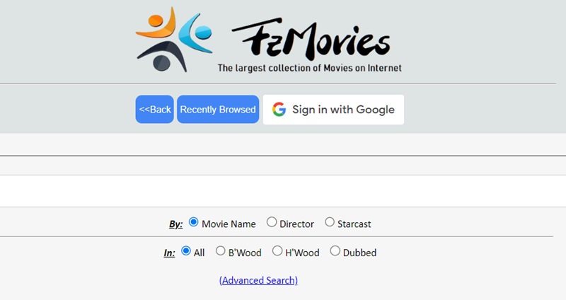 fzmovies main page interface