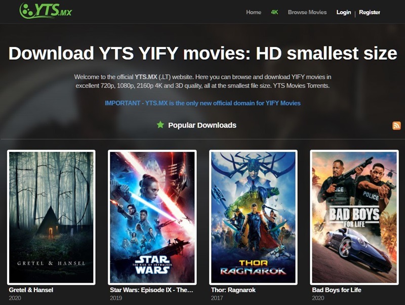 yts main interface