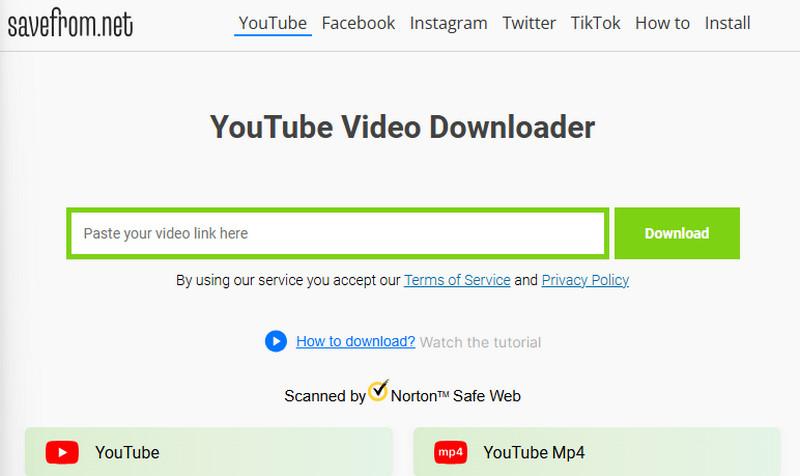 savefrom downloader interface