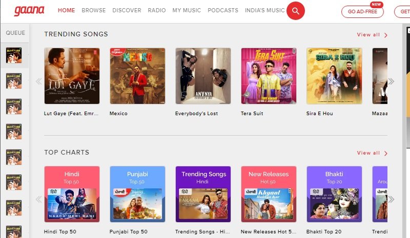 gaana interface