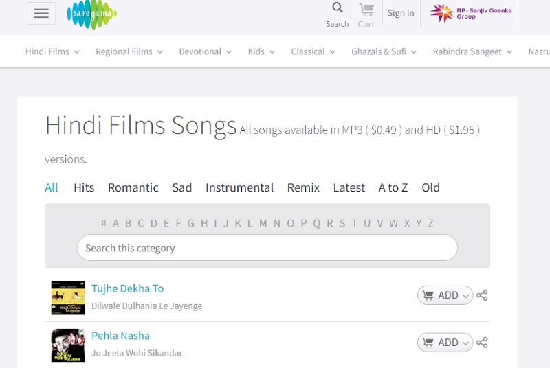 saregama main interface
