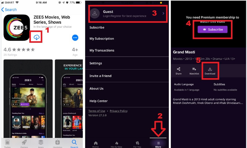 download zee5 video on iphone