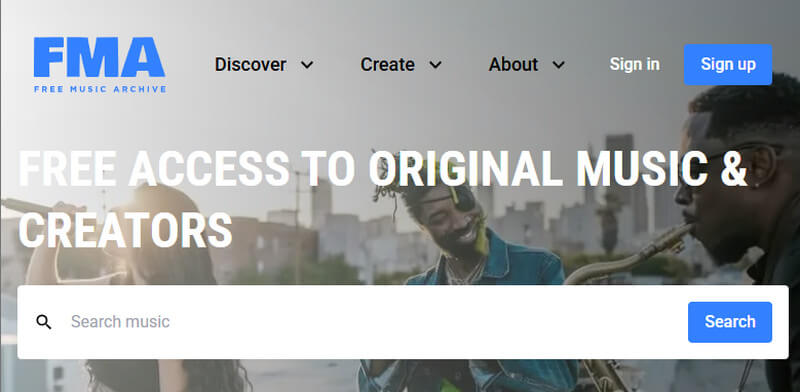 free music archive web page
