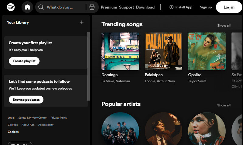 spotify homepage