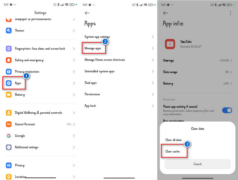 clear the youtube cache on android